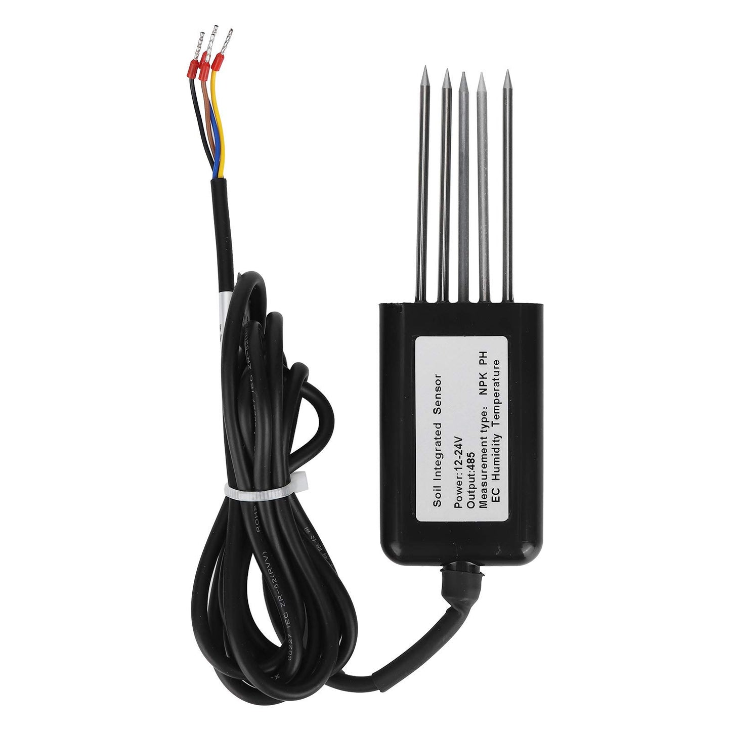 Soil Comprehensive Sensor Soil NPK Temperature and Humidity EC Sensor 5Pin Conductivity Detector Tester RS485 for Garden, Lawn, Plant Care, Farm and Indoor Outdoor Plants
