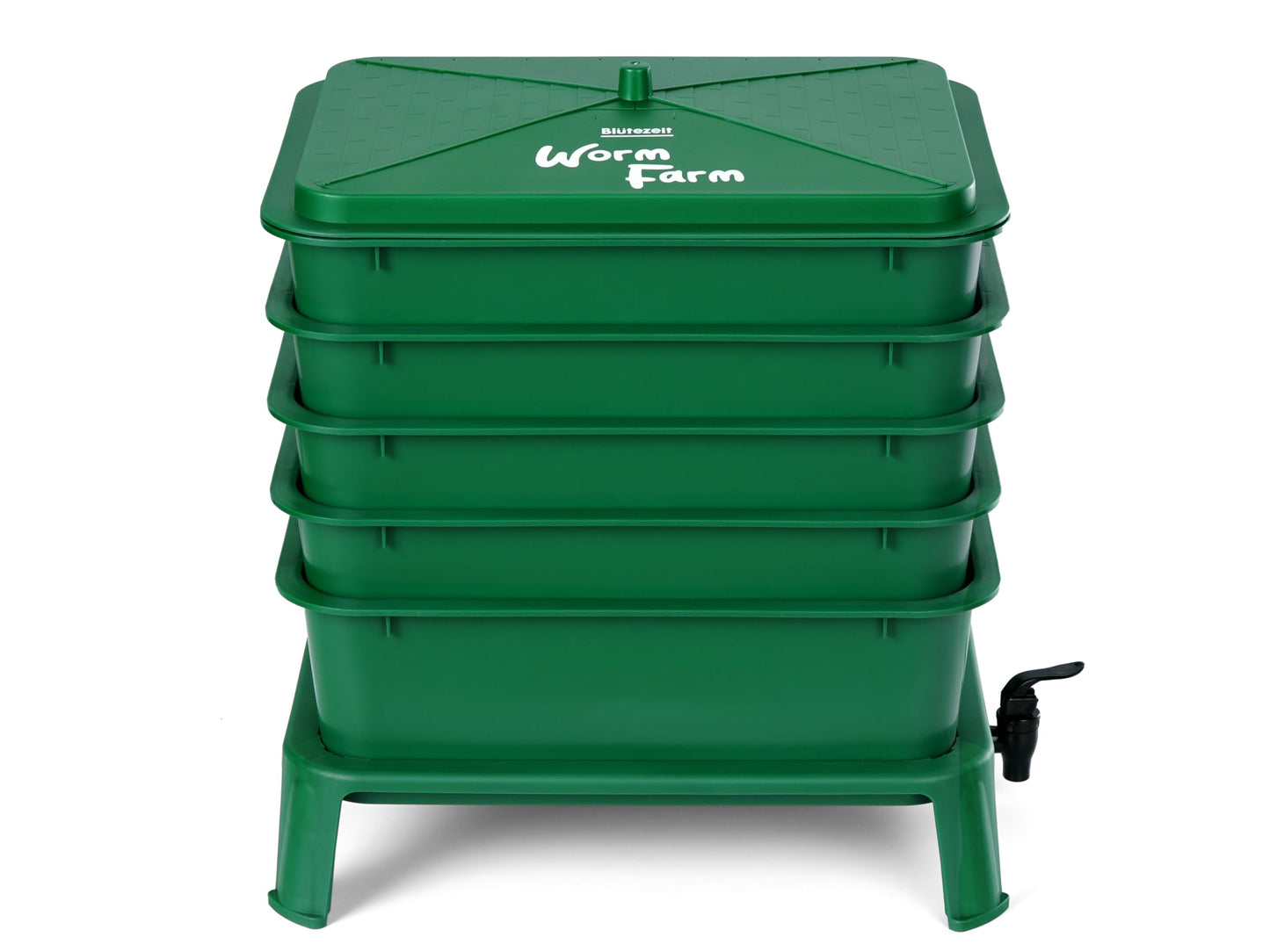 Blütezeit 5-Tray Worm Compost Bin, 53QT Worm Composter Indoor & Outdoor, Worm Farm Starter Kit for Vermicomposting, Recycling Food Waste (Green)