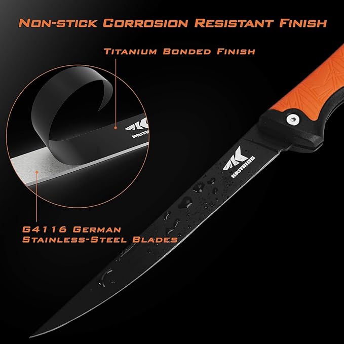 KastKing Folding Fillet/Fishing/Camping/Hunting Knife, Razor Sharp G4116 German Stainless-Steel Blade, Non-Slip Handles, 13 ½ inch overall Length, only 7 ½ inch folded, Includes Sheath