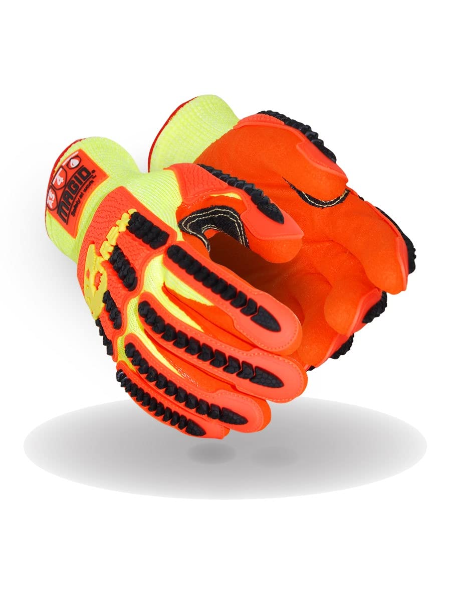MAGID T-REX Arctic Series ANSI A5 Cut-Resistance, Thermal Impact Gloves, 24 Pairs, Waterproof, Hi-Viz Yellow/Orange, Size 10/XL