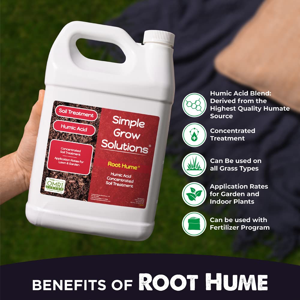 Lawn Energizer Nitrogen & Iron (1 Gallon) and 15-0-15 Lawn Food (1 Gallon) and Root Hume (1 Gallon) and Seaweed Soil Hume (1 Gallon) - Simple Lawn Solutions