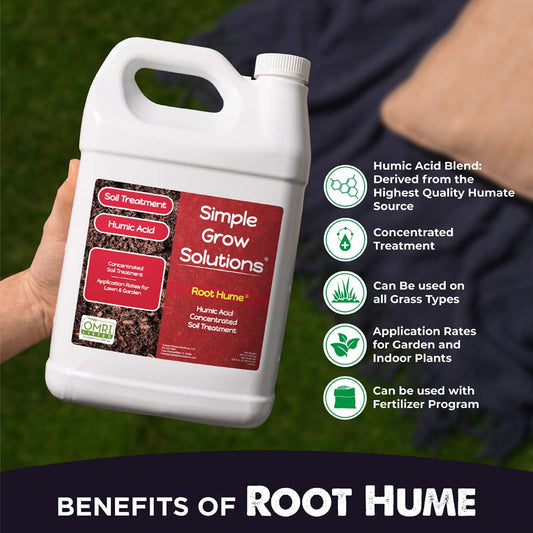 Lawn Energizer Nitrogen & Iron (1 Gallon) and 15-0-15 Lawn Food (1 Gallon) and Root Hume (1 Gallon) and Seaweed Soil Hume (1 Gallon) - Simple Lawn Solutions