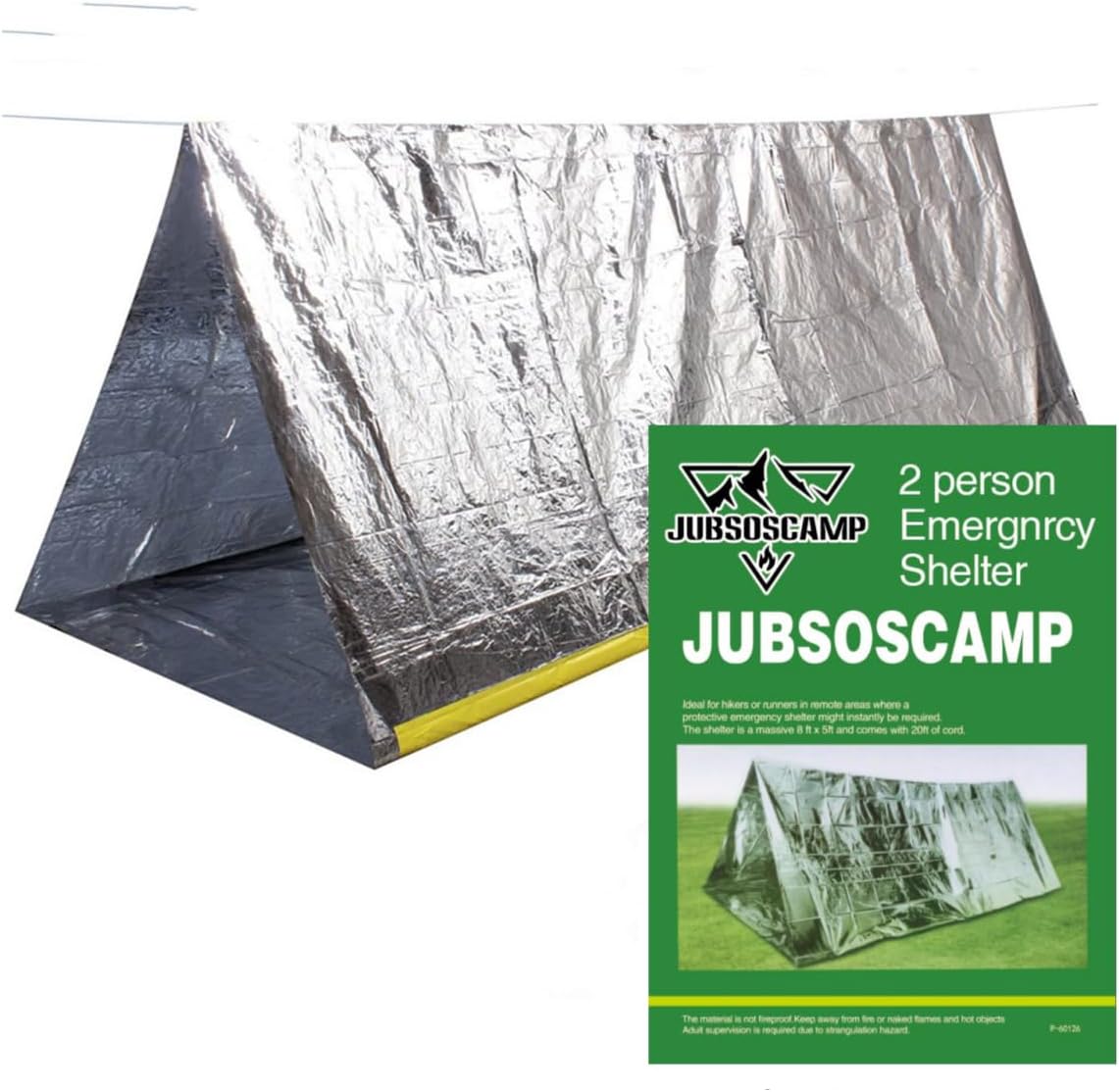 Emergency Survival Shelter Tent, Waterproof Mylar Thermal 2 Person Tube Tent for Hiking Camping Outdoor (Silver)