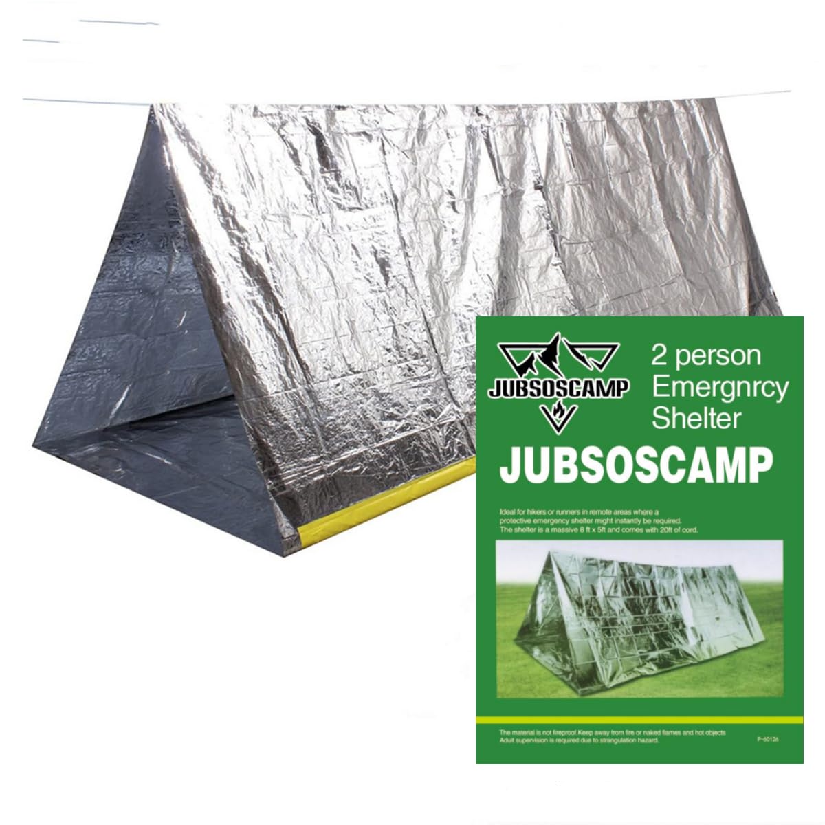Emergency Survival Shelter Tent, Waterproof Mylar Thermal 2 Person Tube Tent for Hiking Camping Outdoor (Silver)