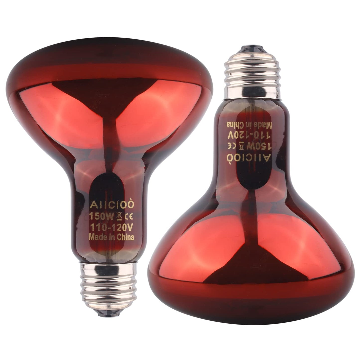 Aiicioo Reptile Red Night Light Bulb - 150W Reptile Heat Lamp Bulb Infrared Basking Spot Lamp for Bearded Dragon Lizard Turtle Hermit Crab Leopard Gecko Snake Chameleon Tank