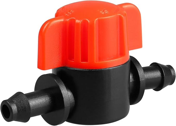 1/4" Drip Irrigation Valve - 25 Pack Shut Off Switch Fits 1/4 Inch Drip Tubing - Cut Off Valve for Garden Lawn Irrigation