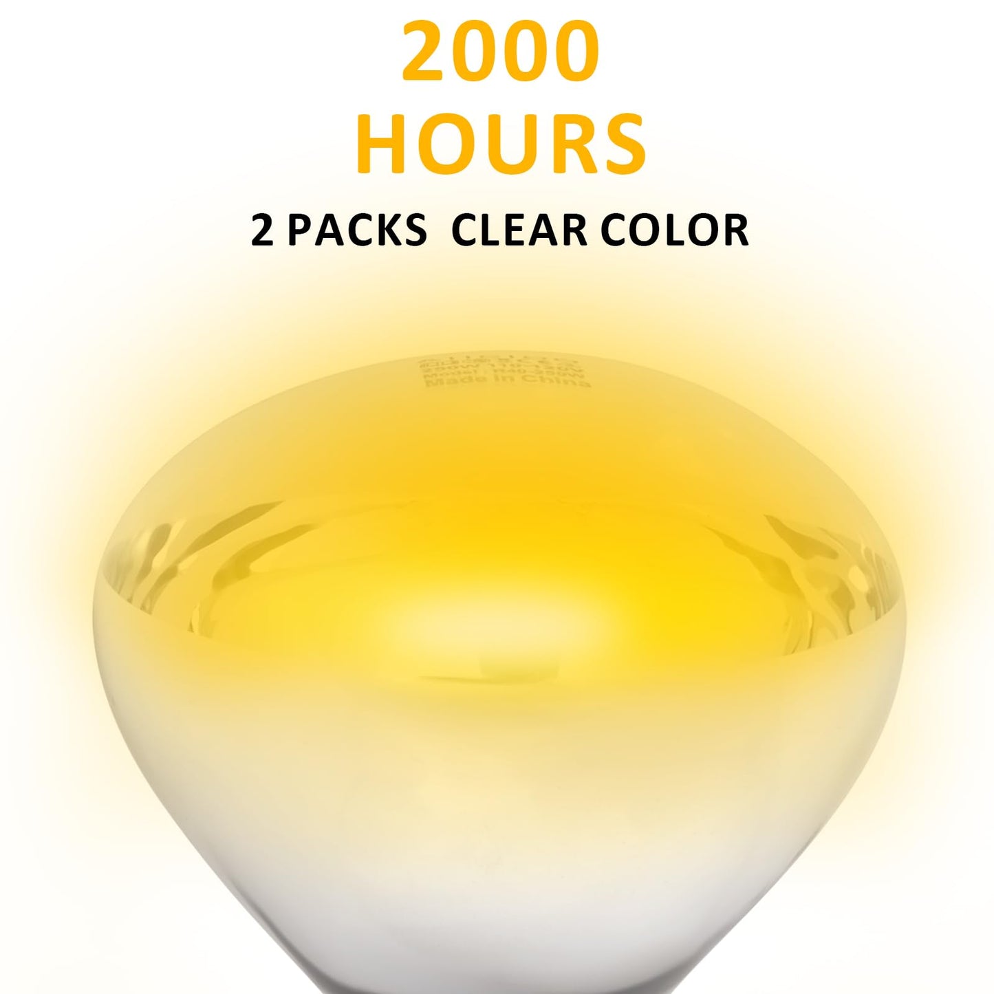 Aiicioo 250W R40 Clear Heat Lamp Bulb R40 Incandescent Heat lamp Bulb for Pets Flood Light Bulb for Chickens Clear Infrared Bath Light E26 Base 2 Pack