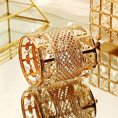 CY craft Gold Makeup Brush Holder,Brass Vintage Crystal Makeup Brush Organizer Handmade Cosmetic Brush Storage，Metal Eyebrow Pencil Pen Cup