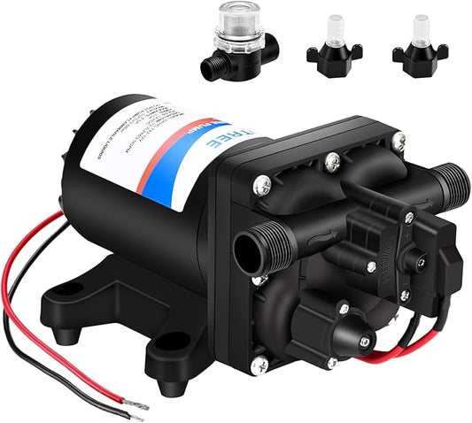 YOUNGTREE 12V RV Water Pump 3.5GPM 55PSI On Demand Fresh Water Pressure Diaphragm Pump 12 Volt Self Priming with Pressure Switch for RV Camper Marine Sprayer Outdoor Shower Kitchen Garden