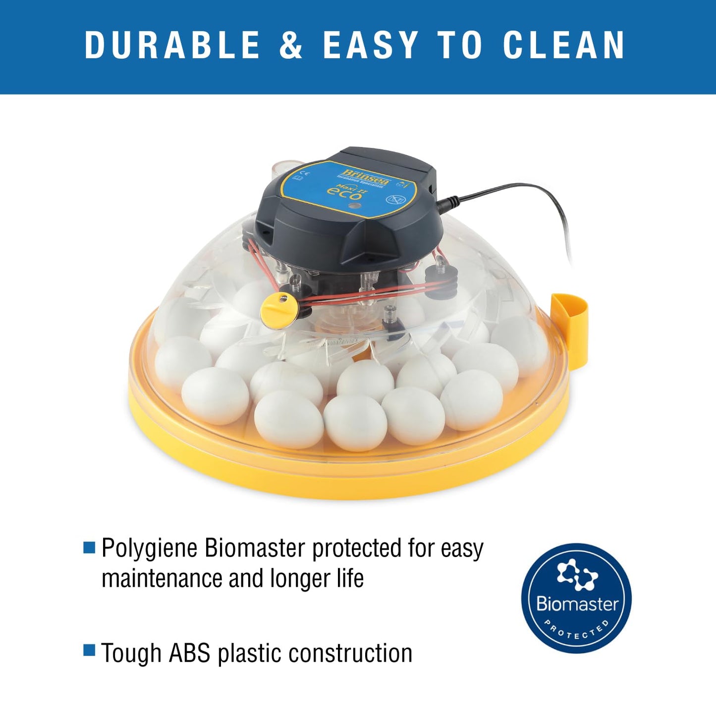 Brinsea Maxi II Eco Manual Egg Incubator with Electronic Temperature Control, Fan Assisted Air Circulation for Hatching 30 Chicken, Duck, or Other Eggs, Ideal for Beginners