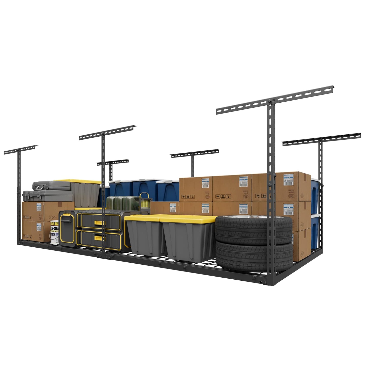 Jusgym 4X8FT Overhead Garage Storage Rack and 4-Pack 2x3ft Garage Shelving Wall Mounted