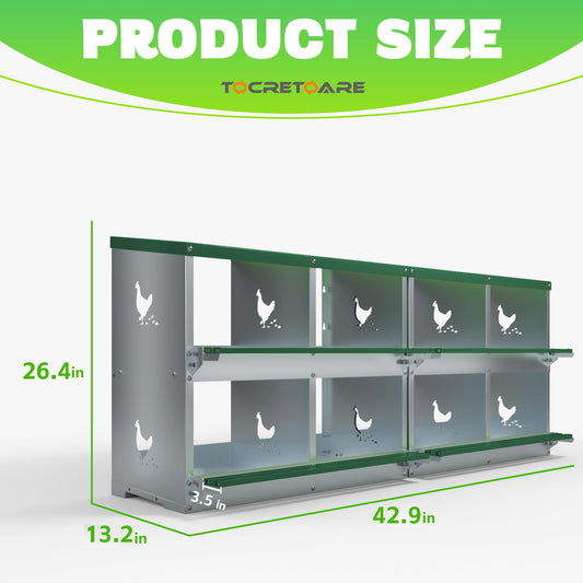 TOCRETOARE Chicken Nesting Boxes, 8 Hole Nesting Box for Laying Eggs, Heavy Duty Metal Nest Boxes for Chicken and Poultry to Collect Eggs, Chicken Laying Boxes Hens Chicken Coop Box