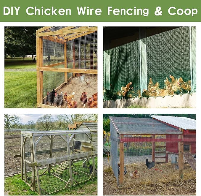 Tongmo 48" x 50' Green Chicken Wire Fencing, 19 Gauge Green Wire Fence, 1"x1" Mesh Size Metal Welded Wire Garden Fence Roll, Poultry Netting for Rabbit/Duck/Chicken