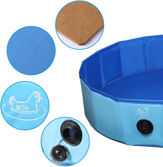 Chicken Dust Bath Tub, Foldable 33" Chicken Bath Dust PVC Pet Sand Bath Pool for Chickens, Ducks, Cats, Dogs, Quails for Farms, Chicken Coops Lime (Blue)