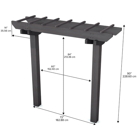 Vita Charcoal Gray Wildwood Cedar Arbor – 72" W x 90" H, Garden Arch for Climbing Plants, Wedding Ceremony & Backyard Décor, Durable Two-Post Trellis, Easy Assembly, for Parties & Celebrations