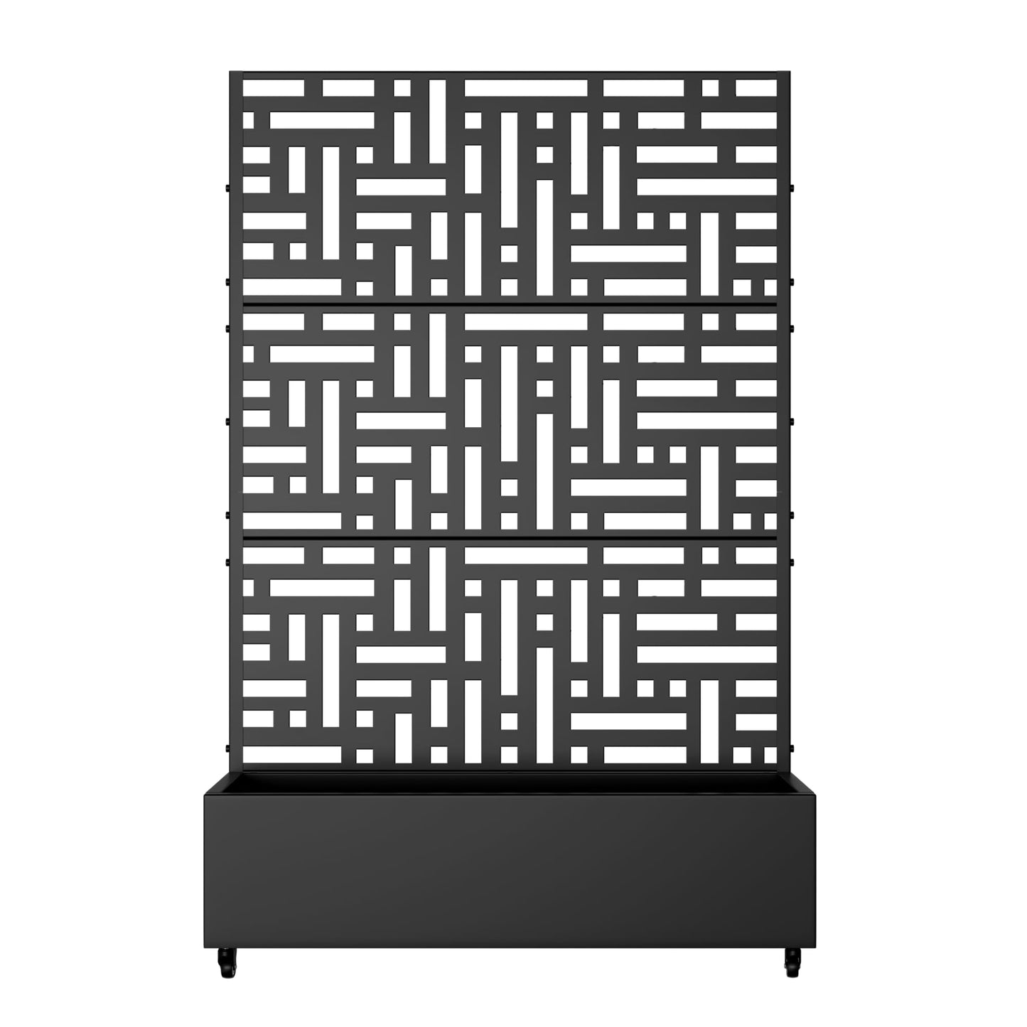 Casaphoria Metal Raised Garden Bed with Trellis and Wheels, 72"x47"x16" Planter Box for Climbing Plants, Vegetables & Vines, Features Drainage Holes and Privacy Screen (Black-Helen)