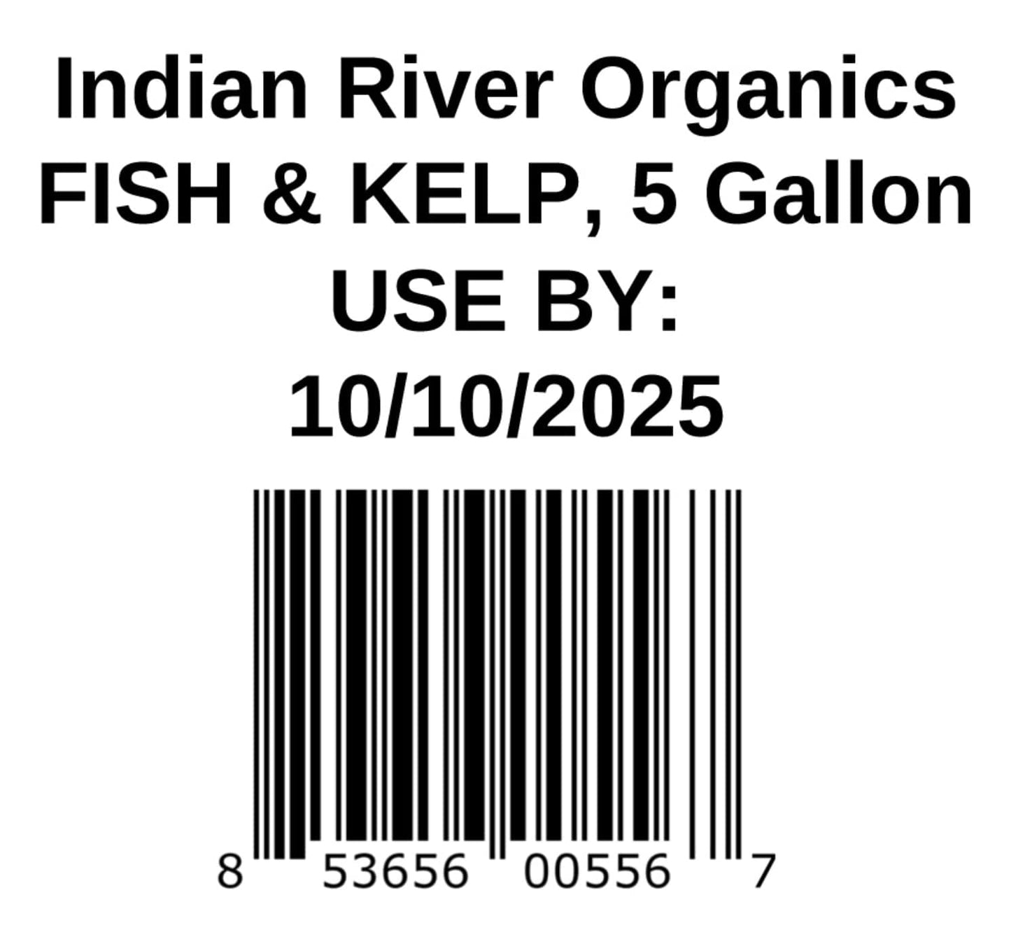 Indian River Organics Fish & Kelp Blend Fertilizer - Omri Fertilizer for Plants (5 Gallons) - Liquid Organic Fish and Kelp for Turf, Flowers, Shrubs, Plants, Fruits & Vegetables