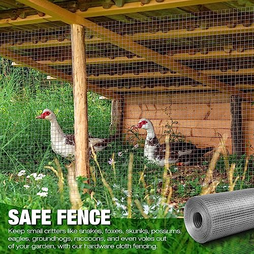 Tatuo 36in X 150ft Hardware Cloth 23 Gauge Hot Dip Galvanized After Welded Cage Mesh Rolls 1/2 Inch Metal Chicken Wire Mesh Roll Wire Fencing Poultry Netting for Raised Garden Rabbit Rodent Animals