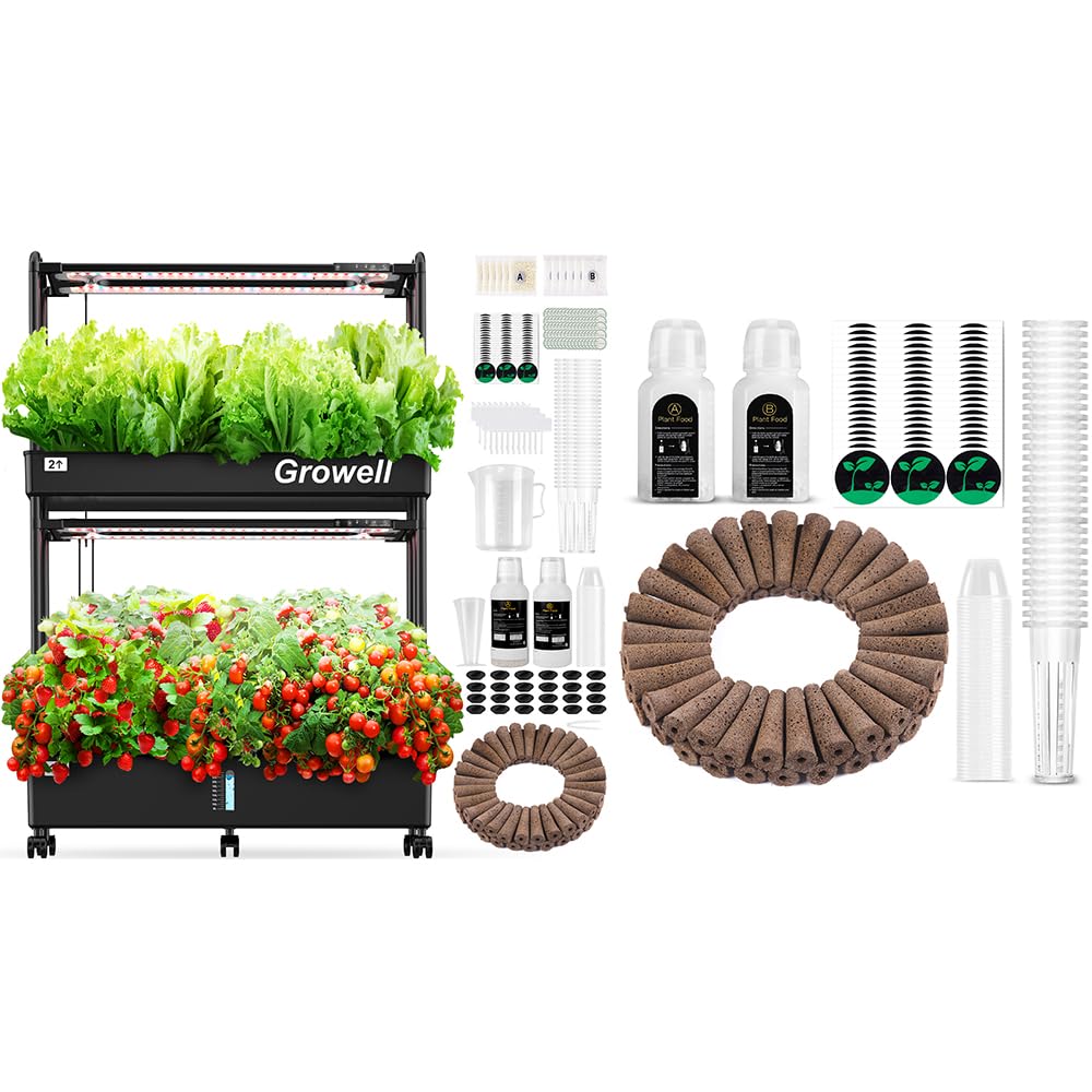 Growell 60 Pods Large Hydroponics Growing System Kit & 182pcs Seed Pod Kit