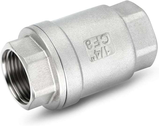 TAISHER 1PCS 304 Stainless Steel 1/4" Female Vertical Check Valve，Backflow Prevention, One Way Spring Check Valves CF8 WOG 1000