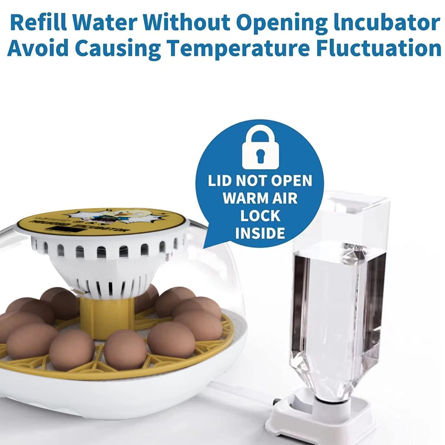 Meuiosd Egg Incubator for Hatching Chicks, 12-24 Egg Incubators with Auto Turning, Automatic Water Top-up, Fahrenheit Display, 360° View Poultry Incubator for Hatching Chicken Duck Quail Parrot