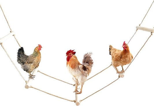 Chicken Coop Accessories, Wooden Long Rope Ladder, Chicken Roosting Bars, Perch Swing Toys for Hens, Geese, Ducks, Turkeys, Other Poultry