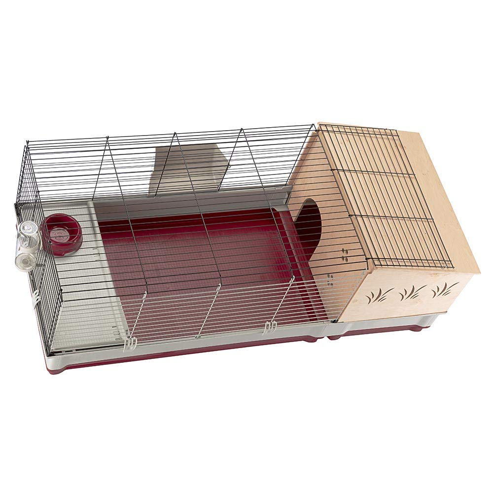 Ferplast Krolik Extra-Large Rabbit Cage w/ Wood Hutch Extension Rabbit Cage Includes All Accessories and Measures 55.9L x 23.62W x 19.68H and Includes ALL Accessories