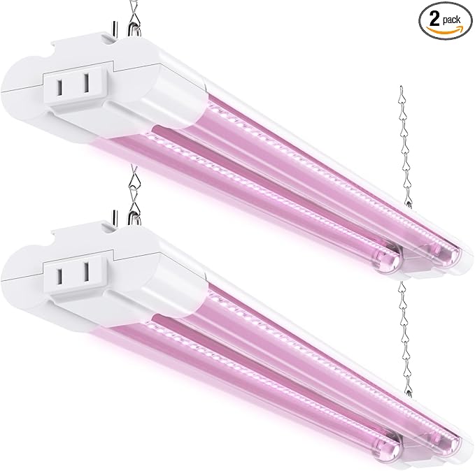Sunco 2ft Grow Light LED, 20W, Full Spectrum, for Seed Starting, Seedling, Indoor Plants, Plug in Suspended Fixture, Link Up to 8, Inline Switch, ETL 2 Pack.