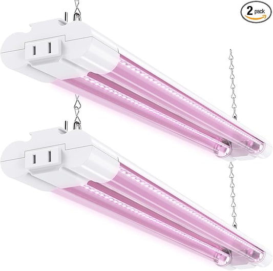 Sunco 2ft Grow Light LED, 20W, Full Spectrum, for Seed Starting, Seedling, Indoor Plants, Plug in Suspended Fixture, Link Up to 8, Inline Switch, ETL 2 Pack.