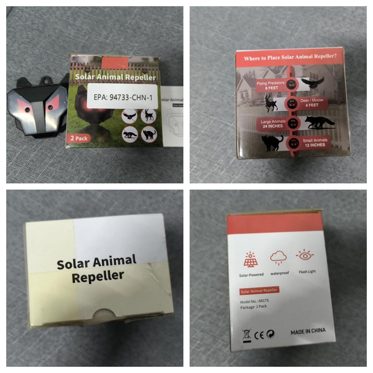 4 Pack Solar Nocturnal Animal Repeller,Predator Lights for Chicken Coop,Racoon Repellent Outdoor Coyote Deterrent Deer Repellent Devices,Effective Predator Deterrent Eyes for Skunk Fox Yard Garden