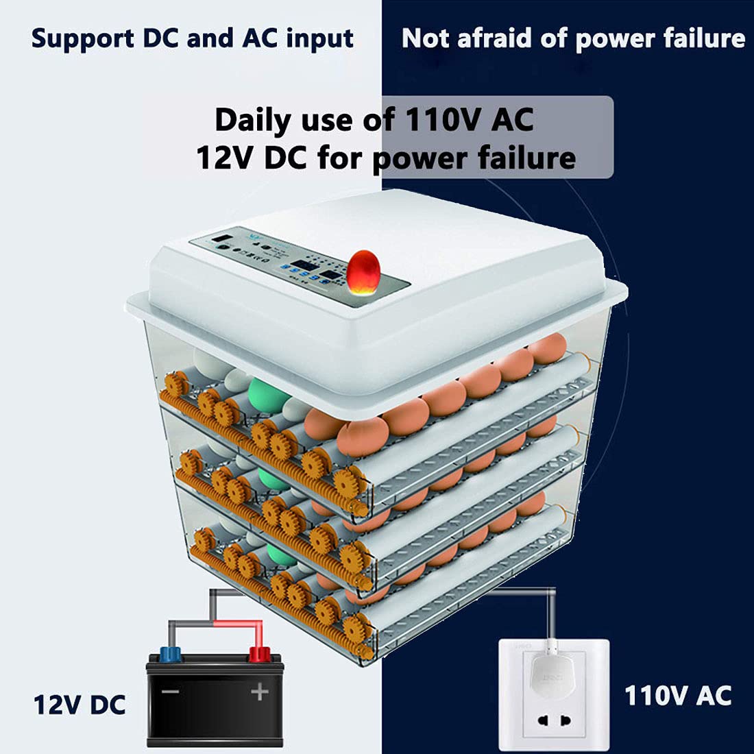 JAEDO Automatic Egg Incubator 150~180 Egg Incubator Digital Automatic Hatcher with Egg Turning for Chickens Ducks Goose Birds