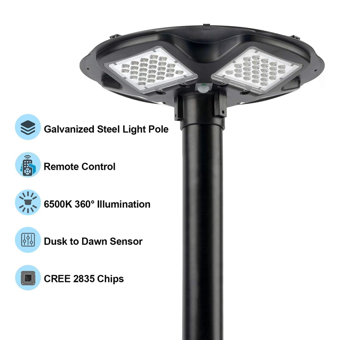 HCOOR Solar Lamp Post Light with 98 inch Pole IP67 Waterproof Outdoor Post Lamp Auto Dusk to Dawn Landscape Path Lights with Remote for Lawn Pathway Driveway Yard