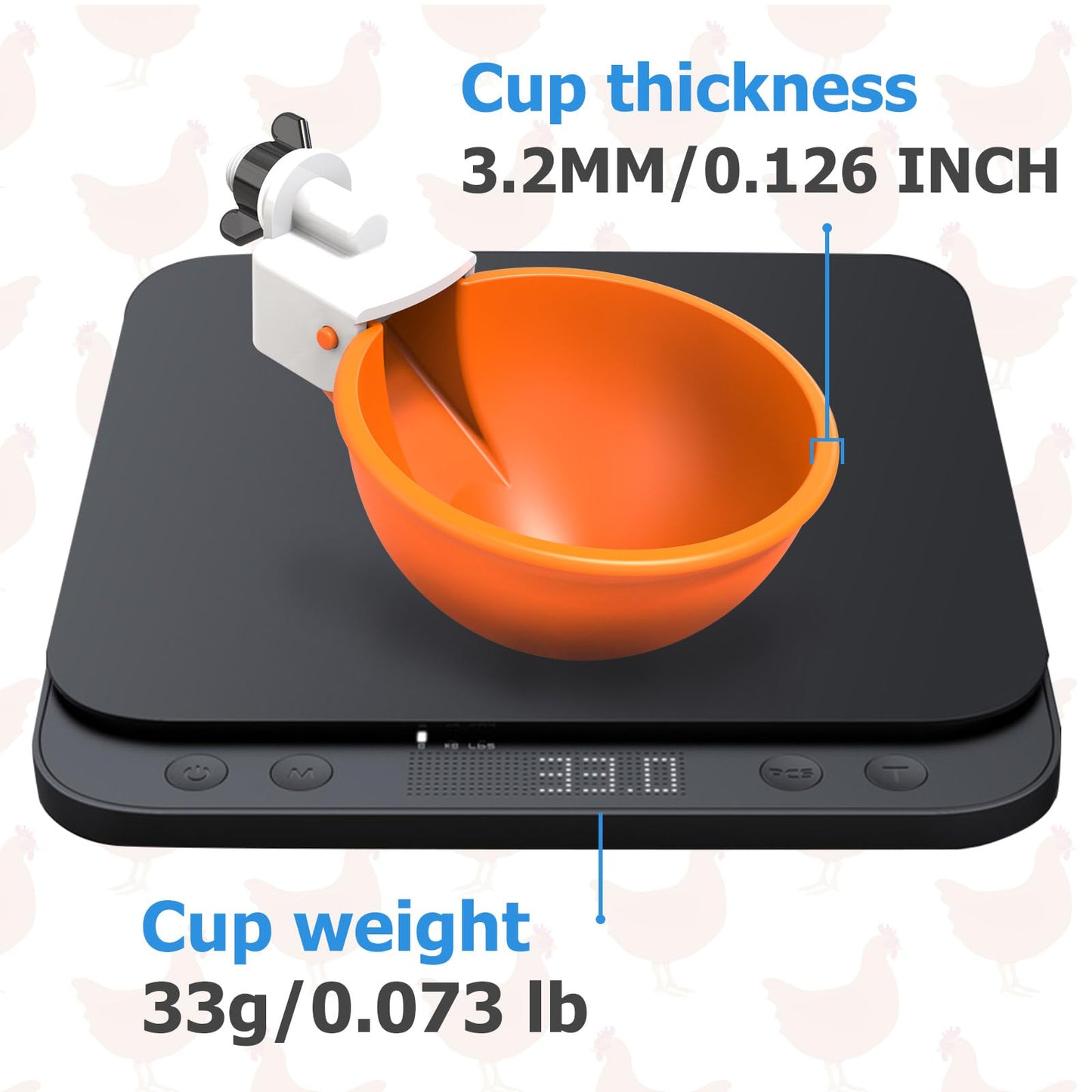 Large Automatic Chicken Waterer Cups with Inserts, Chicken Water Feeder Suitable for Chicks, Duck, Goose, Turkey and Bunny, DIY Poultry Water Feeder Kit (5 Pack-Orange)