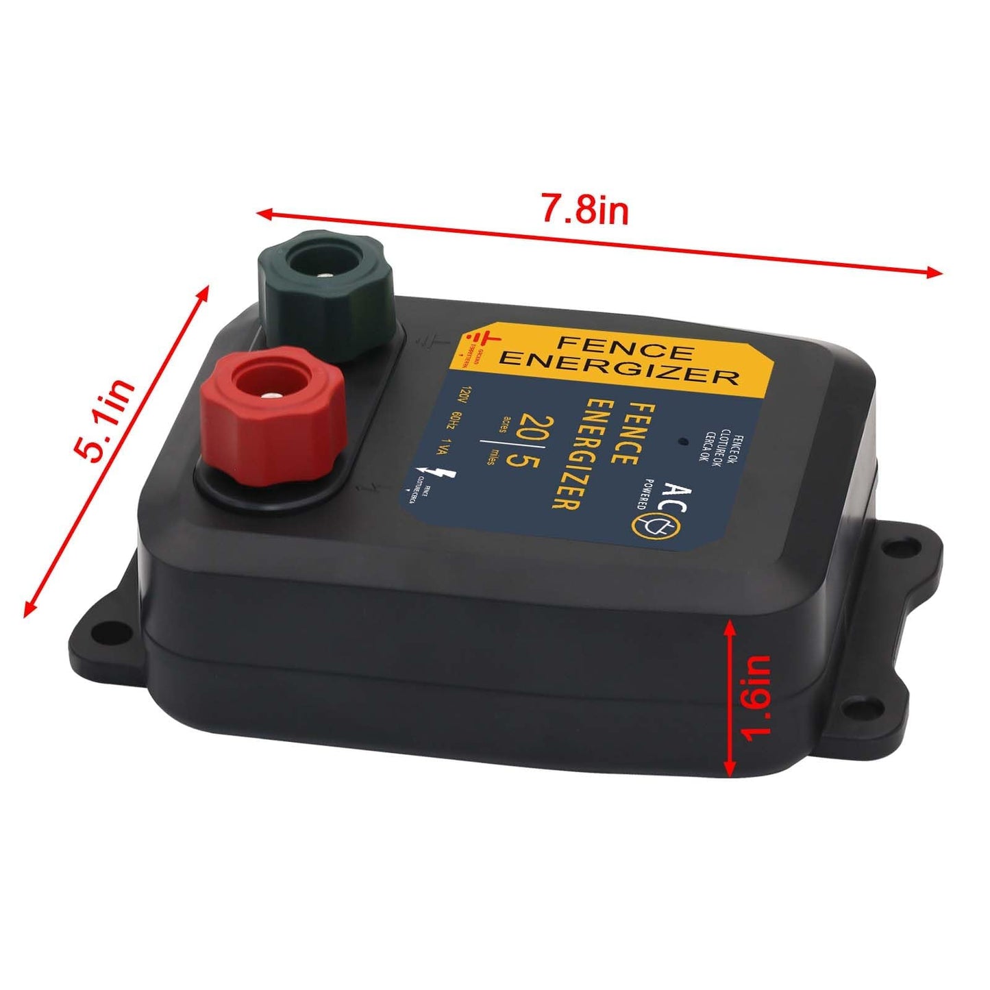Electric Fence Energizer for Preventing Wild Animals Intruding，PE5 Electric Fence Charger，5-Mile/20 Acres Output Voltage 5000 V 0.2 Joule