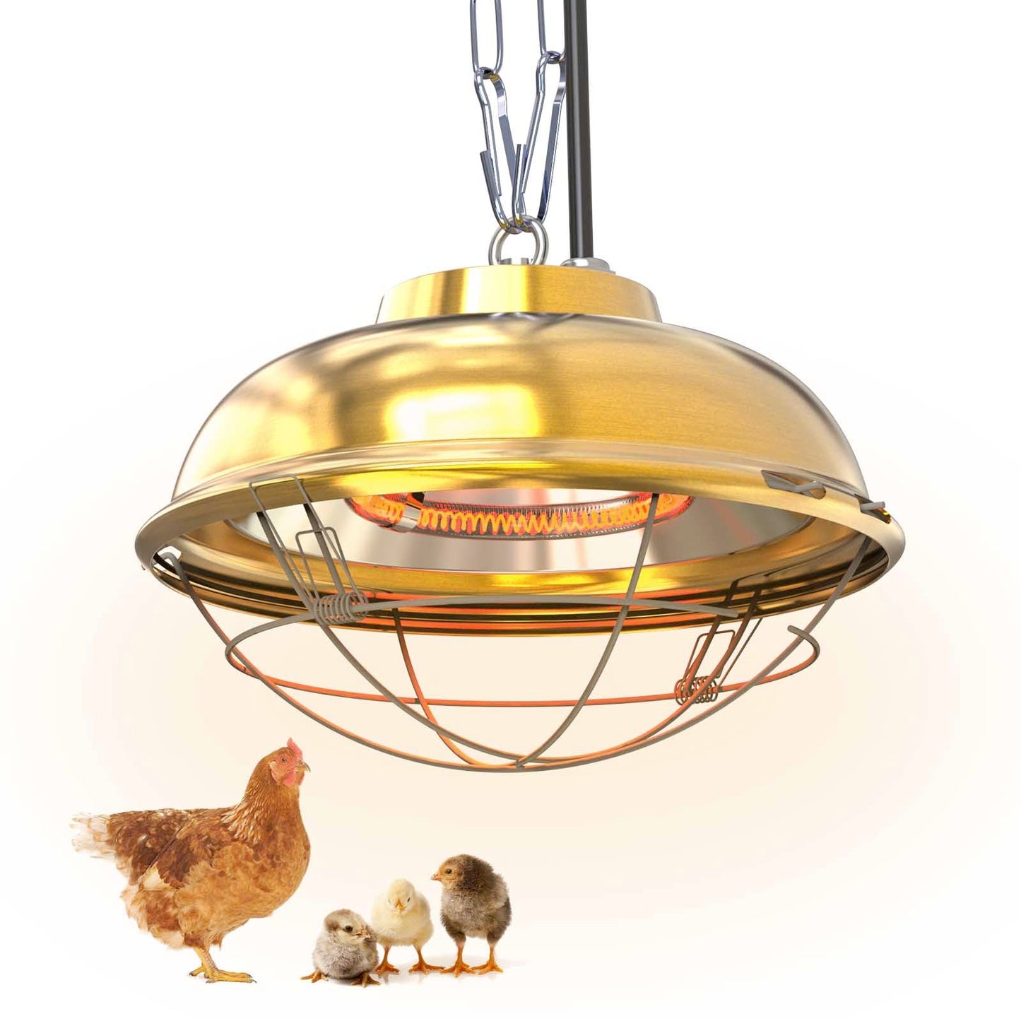 Chicken Coop Heater Inside Coop heat lamp，300 Watt Two-Stage Temperature Brooder Heater for Chicks, Duck，Poultry