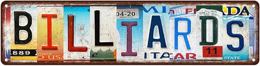 Vintage Billiards Metal Tin Signs Street Signs Man cave Home Wall Decor 16 x 4 Inches