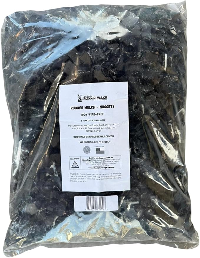100% Wire-Free Rubber Mulch – Unpainted, 20 lb (0.8 cu ft) | Long-Lasting, Low Maintenance, Safe for Kids & Pets – Landscaping & Playground Ground Cover”
