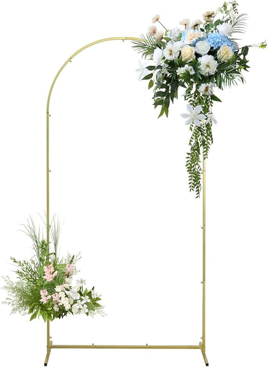 Wedding Arch Backdrop Stand, Gold Metal Arch Backdrop Stand for Wedding Baby Shower, Birthday, Anniversary, Graduation Garden Balloon Arch Decoration (Gold-5.9X2.6FT)