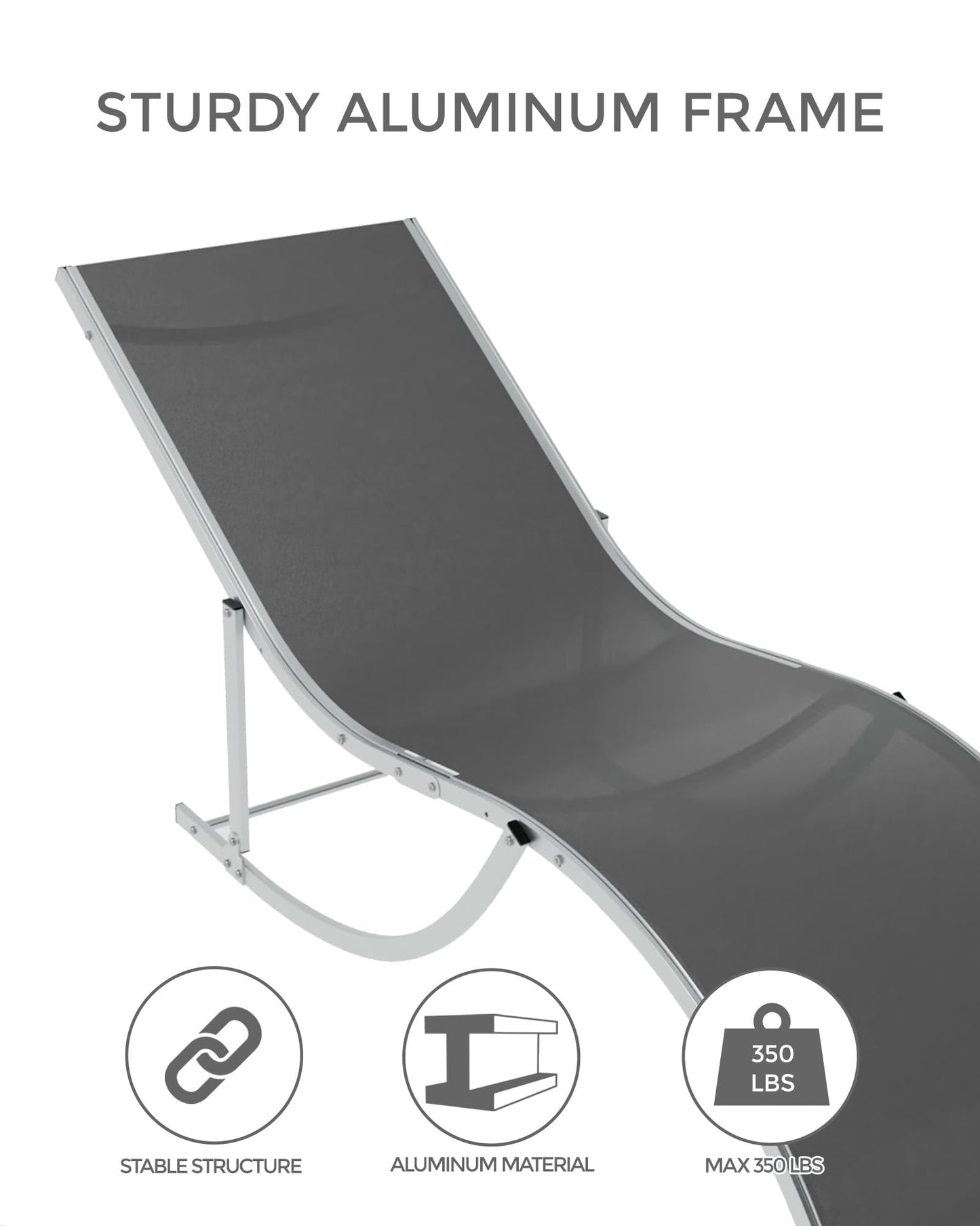 OUTLANE Chaise Lounge Outdoor Set of 2 - Superior Pool Lounge Chairs with Breathable Mesh - Patio Furniture for Backyard, Deck, Balcony, Beach Sunbathing,Grey