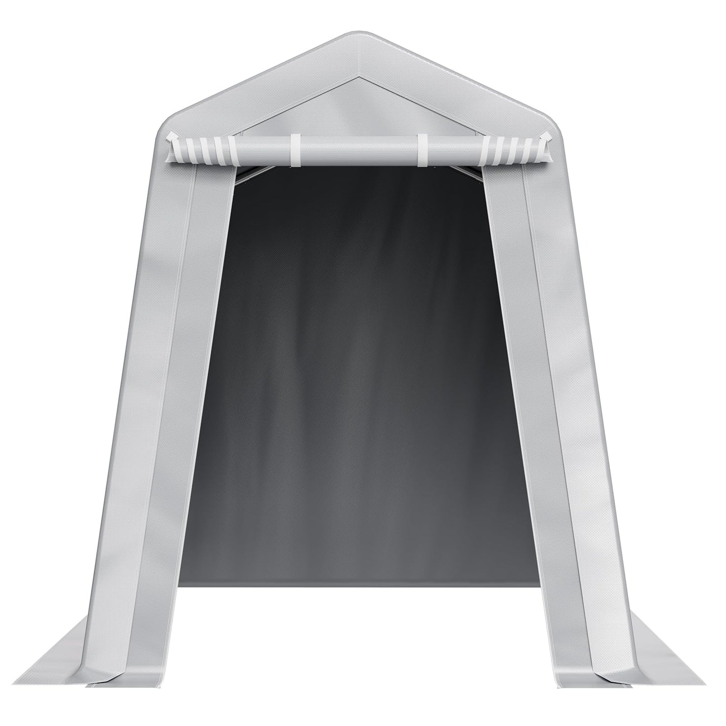 VEVOR 6x8x7 FT Portable Outdoor Storage Shed, Heavy-Duty Waterproof Shelter with Roll-Up Zipper Door & Vents, UV-Resistant Carport for Motorcycle, Bike, Lawn Mower, Tools, Gray