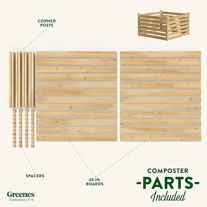 Greenes Fence Cedar Wood Composter, 23.25 Cu ft / 173.92 gallons - Made in USA with North American Cedar