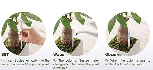 IPPINKA Sustee Aquameter, Bundle of 12, House Plant Soil Moisture Meter, Best for Indoor Potted Plants - Small Green Refillable