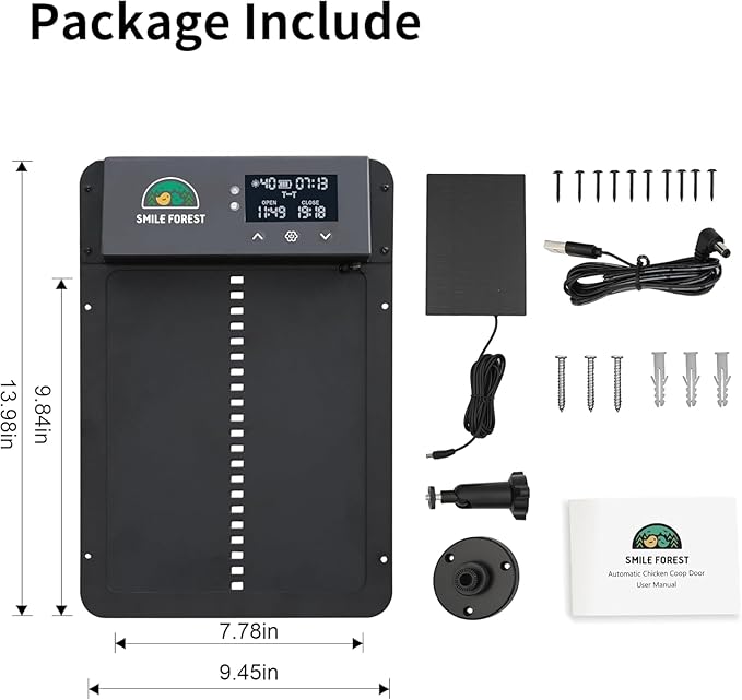 Automatic Chicken Coop Door,Solar Powered Chicken Coop Door with Multi-Mode,Aluminum Automatic Chicken Door,Anti-Pinch Coop Door with LCD Display,Automatic Coop Door with Timer&Light Sensor