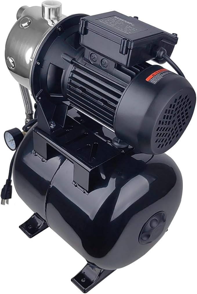 1.6HP Shallow Well Pump with Pressure Tank, 3400L/H, 110V,Stainless Steel Irrigation Jet Pump, 157.5F Centriffugal Pump, Automatic Water Booster Jet Pump for Home, Garden, Lawn