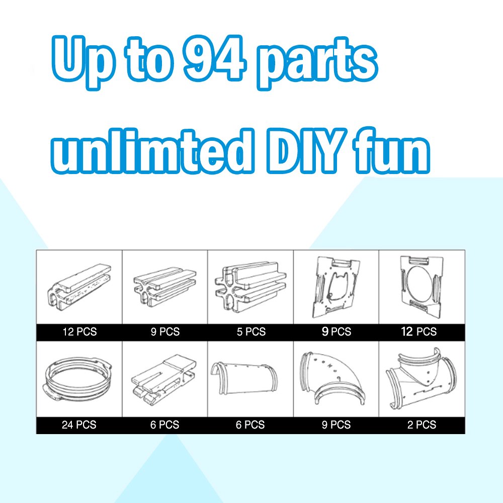 94 Pcs DIY Hamster Tunnel and Playground Module, Tube House Platform Excercise for Mouse Hamster and Other Small Animals
