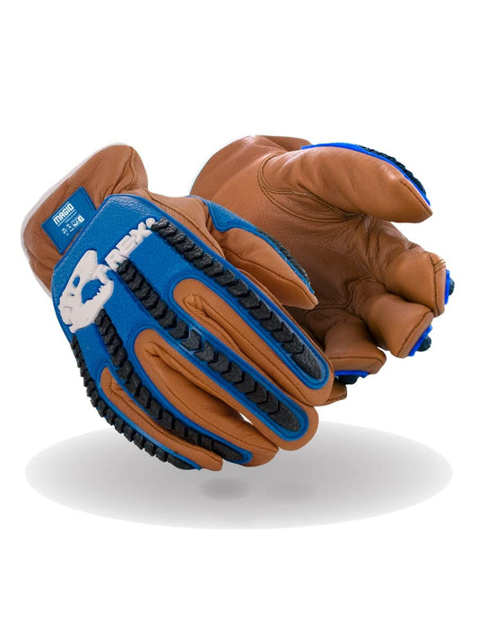 MAGID T-REX TRX843WXXXL Winter Thermal Impact Goatskin Leather Driver Work Glove | Cut Level A7, Puncture 4, 100G Thinsulate, Kevlar Lining, TPR Back, Blue/Brown, Size 12/XXXL (24 Pairs)