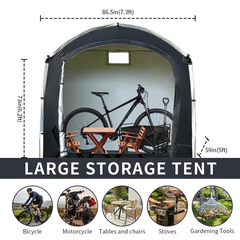 Outdoor Bike Covers Storage Shed Tent,210D Oxford Waterproof Tent for 2-5 Bikes,Outdoor Sheds Shelter for Bicycles,Motorcycle, Garden Tools, Stoves (Cabin - XXL for 4-5 Bikes-Black)
