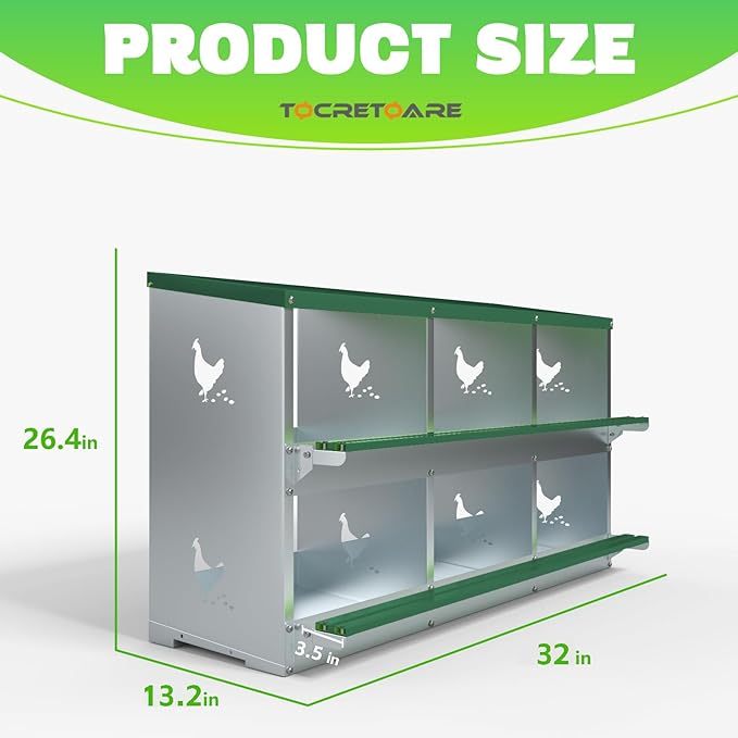 6 Holes Chicken Nesting Boxes for Laying Eggs, Heavy Duty Metal Nest Boxes for Chicken and Poultry to Collect Eggs, Chicken Laying Boxes Hens Chicken Coop Box