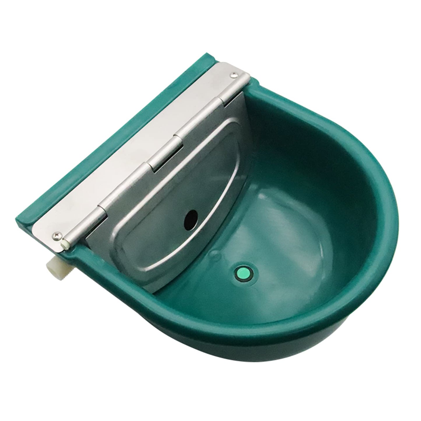 Achicklead Plastic Automatic Water Bowl with Stainless Steel lid, Livestock Waterer for Cattle Horse Goat Sheep Dog, Water Trough Bowl with Float Valve (No Pipe)