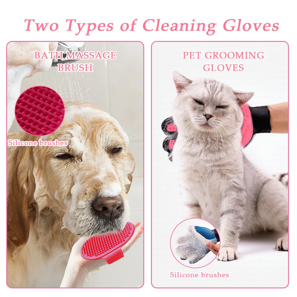 Dog Grooming Brush Shedding Kit, 10 Pcs All In One Pet Self Cleaning Kit with Slicker Brush, Deshedding Tool, Dog Grooming Scissors, Pet Nail Clippers and File for All Breeds of Dogs and Cats